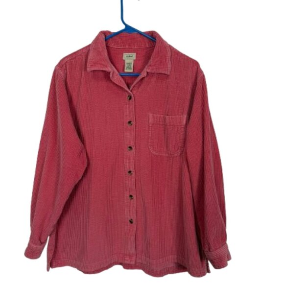 L.L. Bean Women’s Comfort Cotton Corduroy Relaxed Shirt Size L Pink - Picture 2 of 7